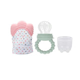 Pikkaboo Chew & Feed Teether with Fruit Pacifier Duo - Pink