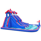 Megastar Inflatable Water Lagoon Park With Large Water Slides And Basketball Hoop - Blue