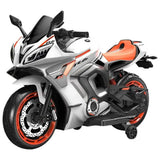 Megastar Ride On 12V Kazuki Rechargeable Battery Operated Ride On Bike For Kids With Hand Acceleration - Orange