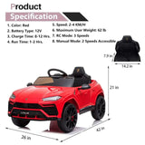 Megastar Licensed Lamborghini Urus Electric With Remote Control Cars 12V - Red