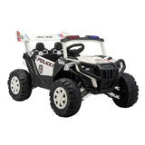Megastar 2 Seater Police Night Patrol Jeep Electric 12V With Siren & Remote Control - White