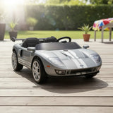 Megastar Ride On 2 Seater For Kids Licensed Ford GT Electric Car With Remote Control - Grey
