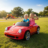 Megastar Big Ride On 24 V Licensed Porsche Kids Electric Car For 2 Kids With Parental Remote Control - Red
