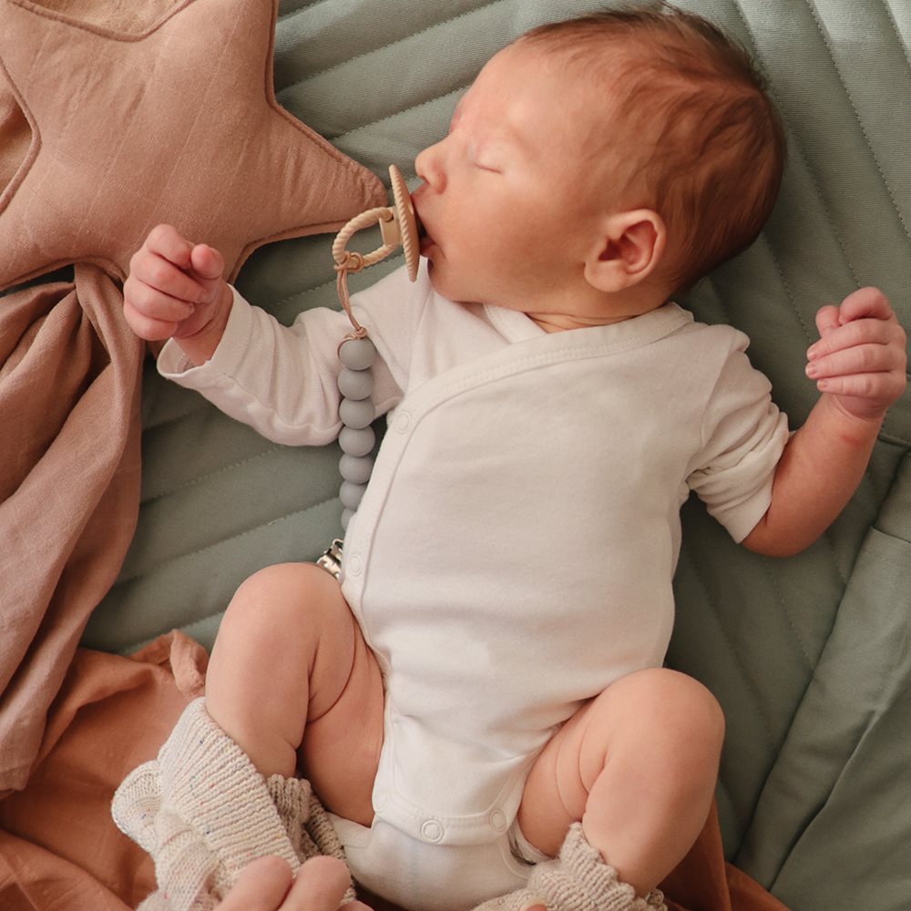 Mushie Pacifier Clips Halo Cadet Blue - Laadlee