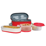 Milton Plastic Double Decker Lunch Box Set With Lunch Bag - Red