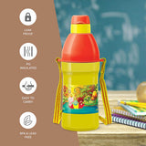 Milton Kool Joy Plastic Insulated Water Bottle with Straw for Kids 400 ml - Yellow