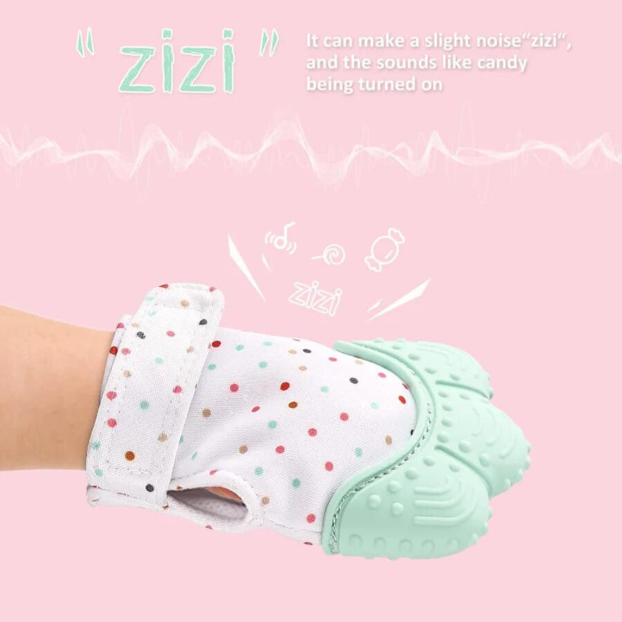 Pikkaboo Organic 2-in-1 Nonslip Baby Mitten, Teether & Pacifier - Mint