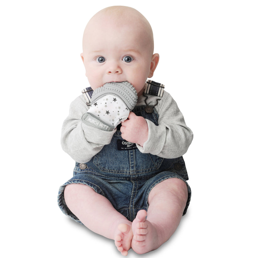 Malarkey Kids Munch Mitt Teething Mitten - Grey Stars - Laadlee