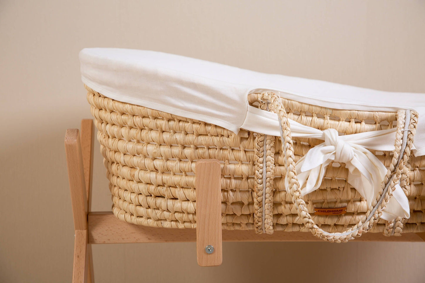 Childhome Bundle Moses Basket with Mattress and Off White Cover