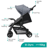 Moon Aria Baby Stroller - Black