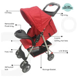 Moon Bezik One Fold Stroller - Dark Red