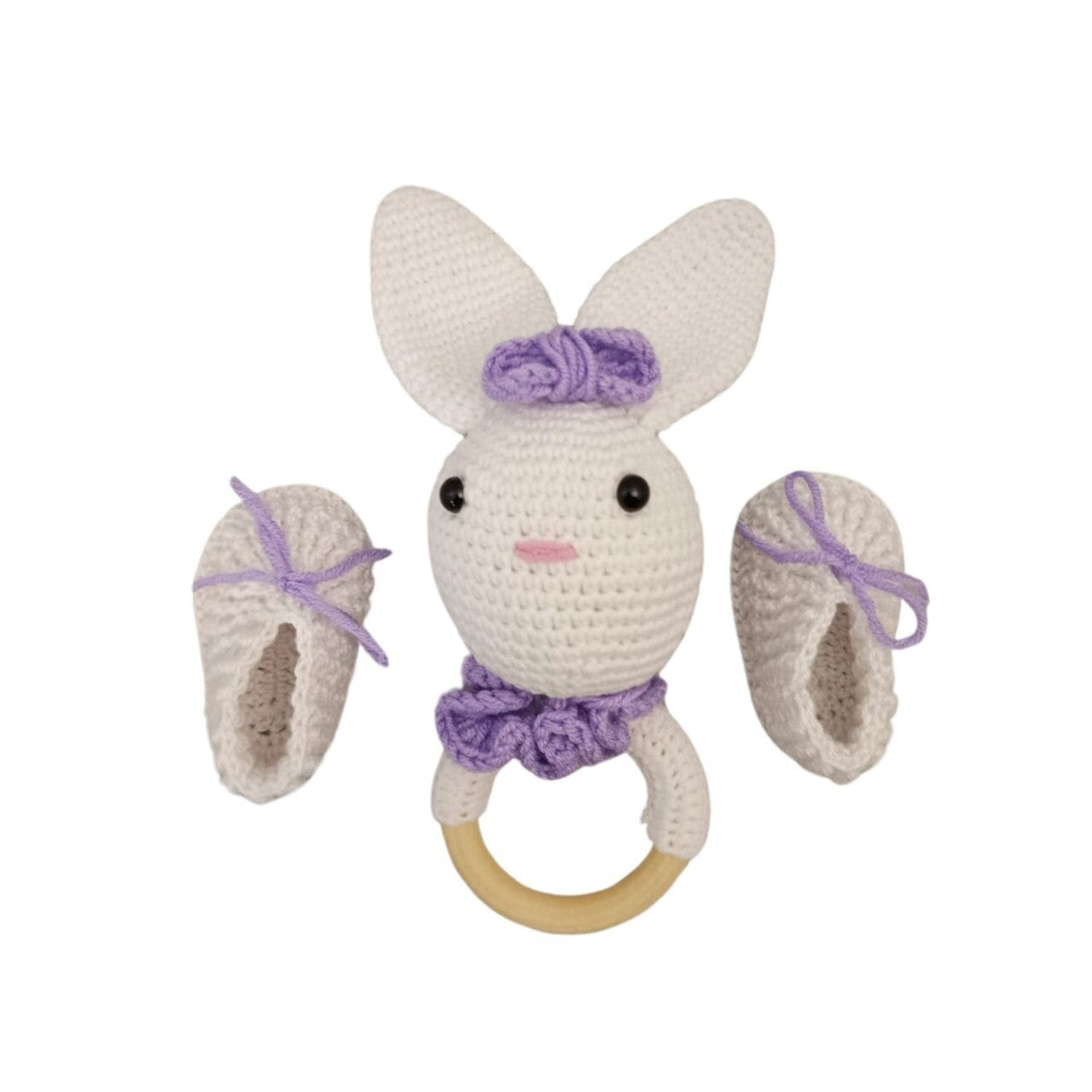 Pikkaboo HeavenlyHugs Miss Rabbit Crochet Teether and Booties