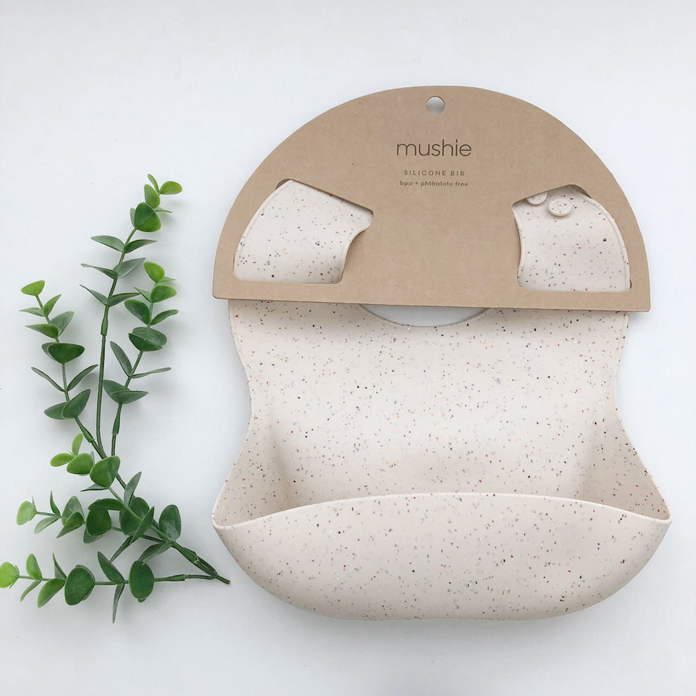 Mushie Silicone Bib Shifting Sand Terrazzo - Laadlee