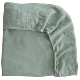 Mushie Crib Sheet Small Roman Green - Laadlee