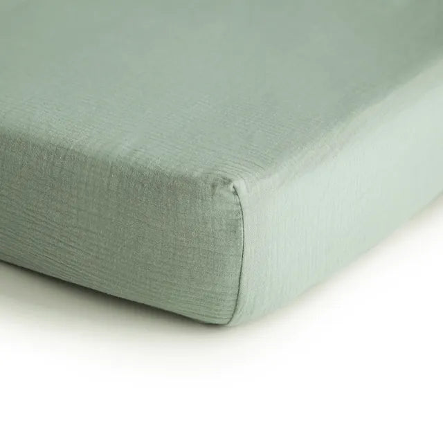 Mushie Crib Sheet Small Roman Green - Laadlee