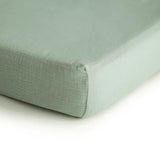 Mushie Crib Sheet Small Roman Green - Laadlee