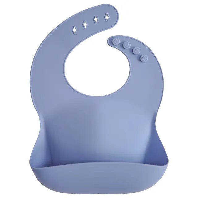 Mushie Silicone Bib Powder Blue - Laadlee