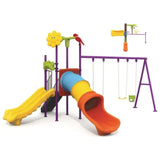 MYTS Bright & Safe Playhouse With 3 Swings & 2 Slides