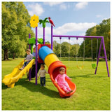 MYTS Bright & Safe Playhouse With 3 Swings & 2 Slides