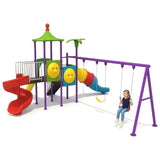 MYTS Bright & Safe Playhouse With 3 Swings & 3 Slides