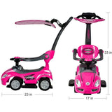 MYTS Canopy 3-In-1 Ride On Push Car With  Sun Visor - Pink
