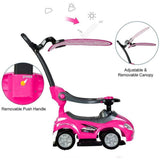 MYTS Canopy 3-In-1 Ride On Push Car With  Sun Visor - Pink