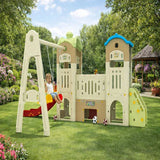 MYTS Kids Castle Swing And Slide Playset With Playhouse