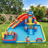 MYTS Kids Giant Inflatable Castle Water Park With Double Slide, Splash Pool And Climbing Wall