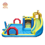 MYTS Kids Inflatable Water Slide And Bouncy Castle With Splash Pool - Giraffe
