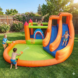 MYTS Kids Inflatable Water Slide And Bouncy Castle With Splash Pool - Shark
