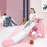 MYTS Kids Slide With Basket Ball Hoop & Ball Pool - Pink
