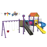 MYTS Outdoor Playground With 3 Swings and Backyard Slide
