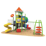 MYTS Tube Curved Slide And 3 Swing With Climber For Kids