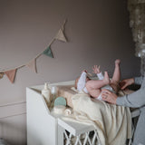 Mushie Knitted Baby Blanket Pointelle Sage Melange - Laadlee