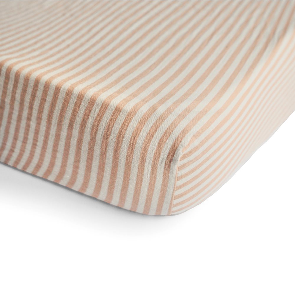 Mushie Crib Sheet Medium Natural Stripe - Laadlee