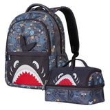 Nohoo Kids Shark 16Inch School Bag with Lunch Bag Combo Set - Grey