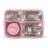 Nova Kids Stainless Steel 3 Compartment Bento Lunch Box With Spoon And Fork Set - Pink