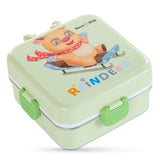 Nova Kids Reindeer Stainless Steel 3 Compartment Bento Lunch Box Set - Green