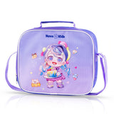 Nova Kids Cute Kids Lunch Box And Water Bottle With Lunch Bag - Purple