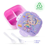 Nova Kids Cute Kids Lunch Box And Water Bottle With Lunch Bag - Purple