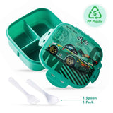Nova Kids Racing Lunch Box And Water Bottle With Lunch Bag - Green