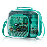 Nova Kids Racing Lunch Box And Water Bottle With Lunch Bag - Green