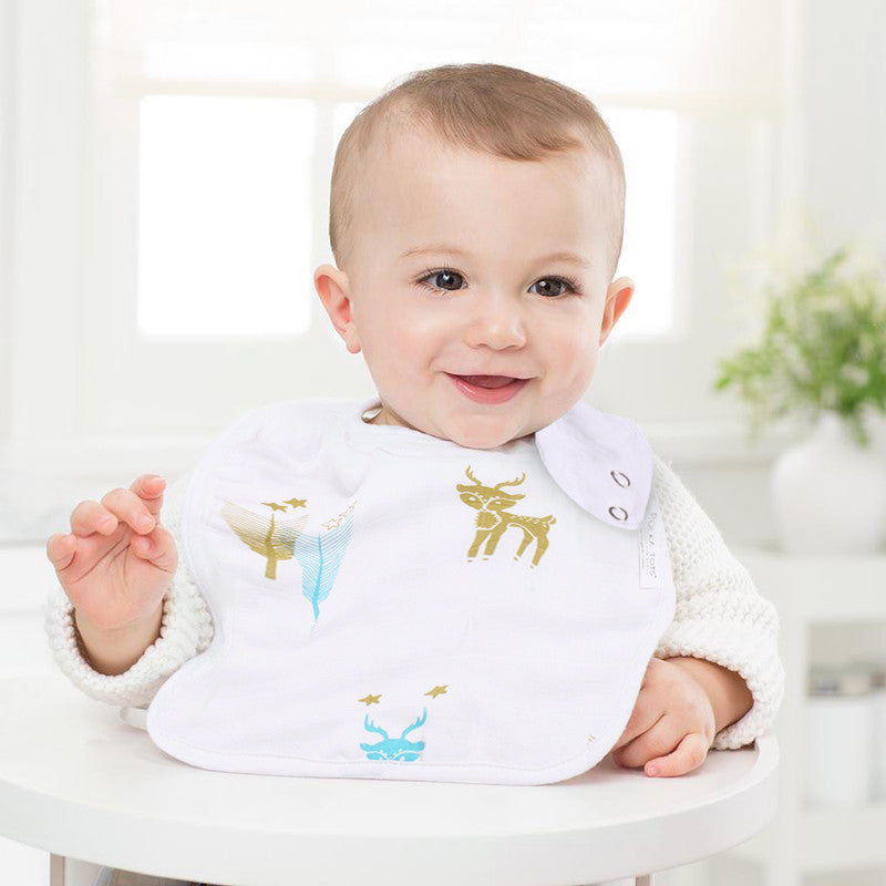 Polka Tots Organic Muslin Cotton Bib - Reindeer - Laadlee