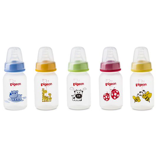 Pigeon Decorated Animals Plastic Bottle 120ml - Assorted