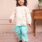 Polka Tots Full Sleeves Camel Embroidery Baby Angrakha Top With Dhoti - cream