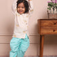 Polka Tots Full Sleeves Camel Embroidery Baby Angrakha Top With Dhoti - cream