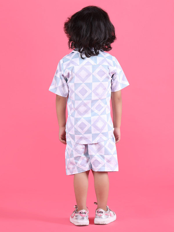 Polka Tots Half Sleeves Baby Co-ord Set - Blue - Laadlee