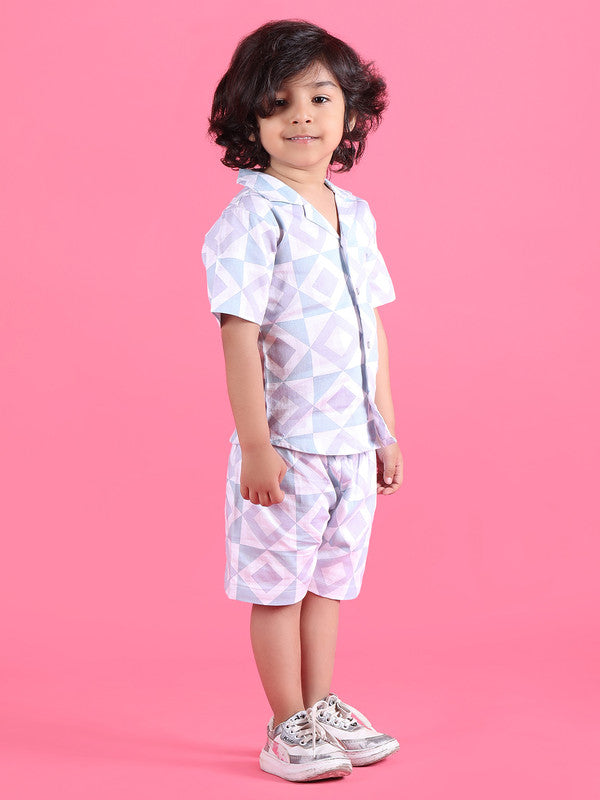 Polka Tots Half Sleeves Baby Co-ord Set - Blue - Laadlee