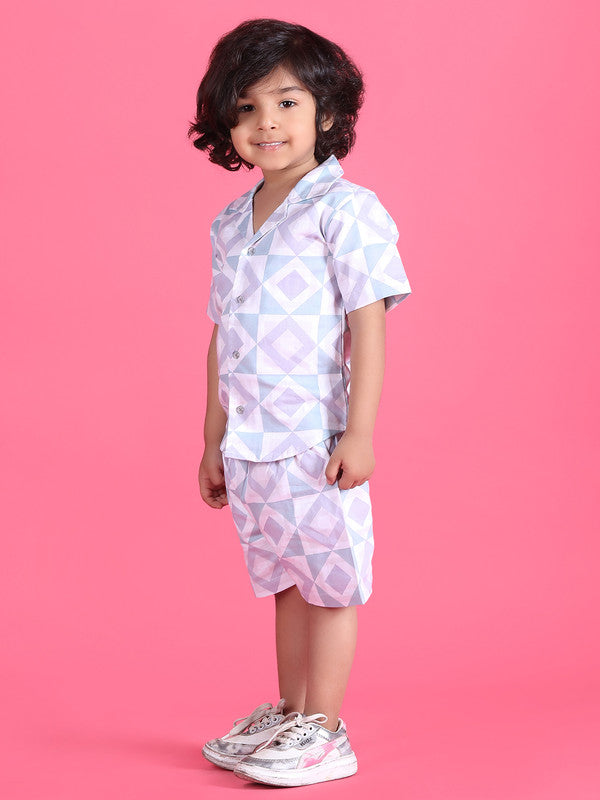 Polka Tots Half Sleeves Baby Co-ord Set - Blue - Laadlee