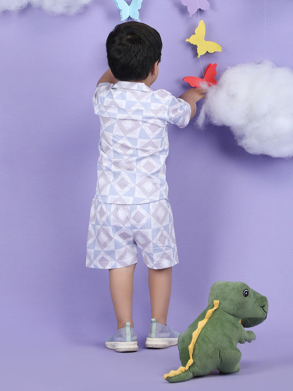 Polka Tots Half Sleeves Baby Co-ord Set - Purple - Laadlee